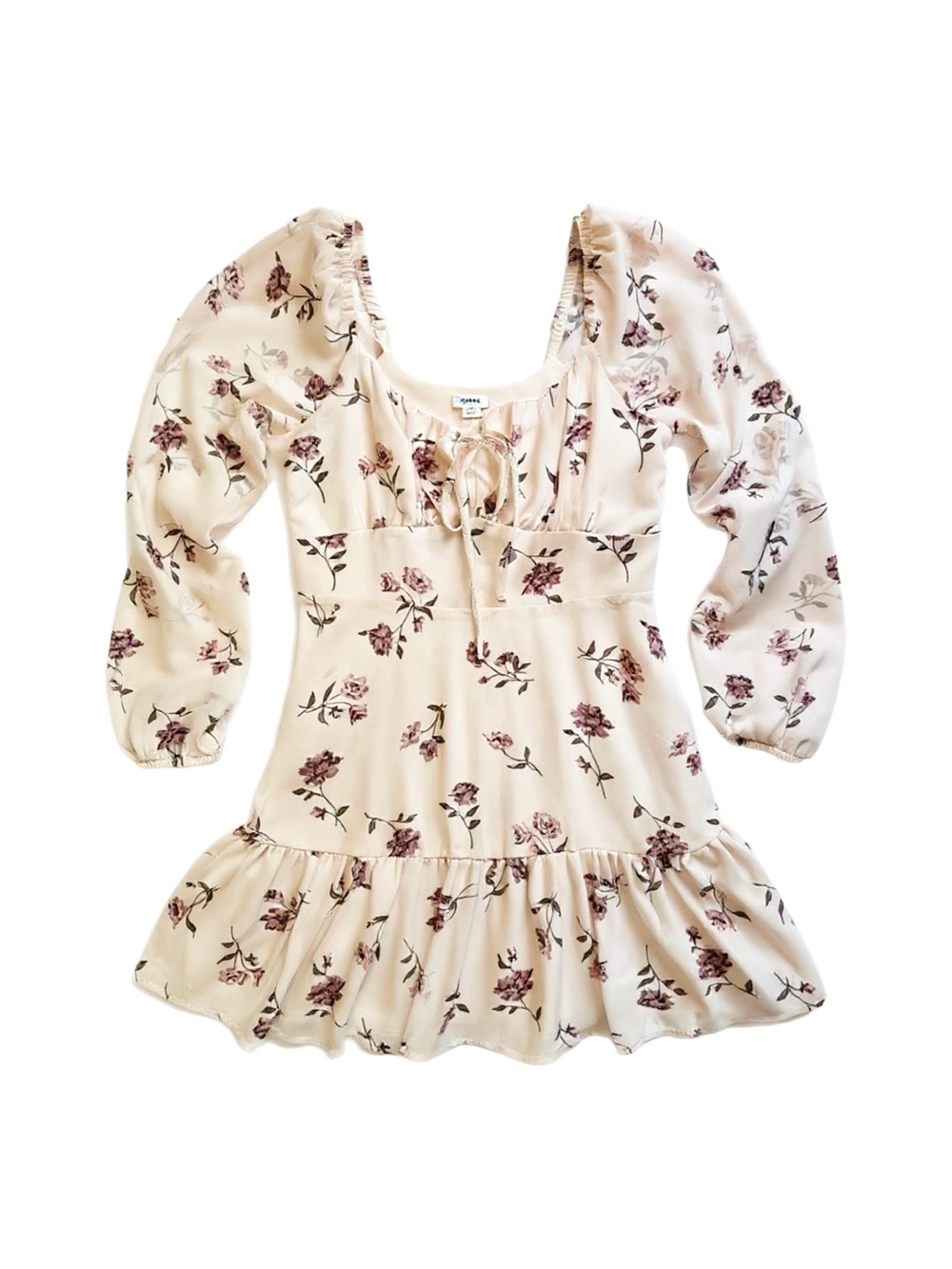 Garage Cream & Blush Pink Floral Peasant
Mini Dress
